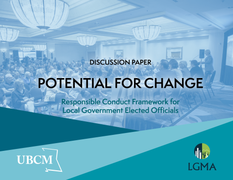 Screenshot of a report cover, titled "Discussion Paper: Potential For Change, Responsible Conduct Framework for Local Elected Officials"